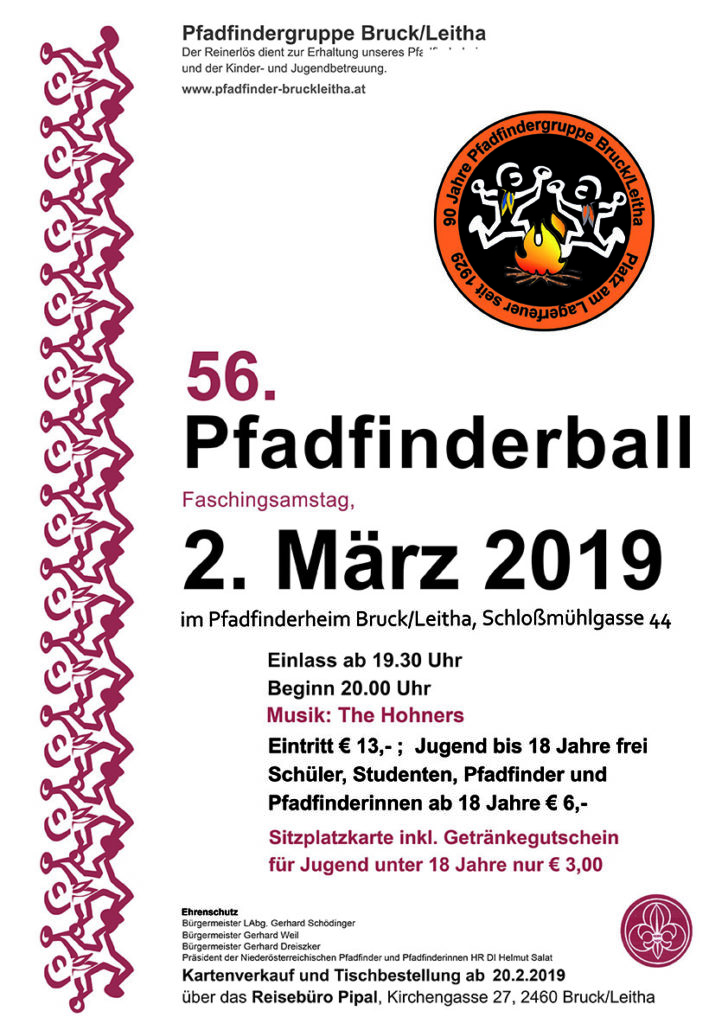 Pfadfinderball 2019 am 2. März, Pfadfindergruppe Bruck/Leitha